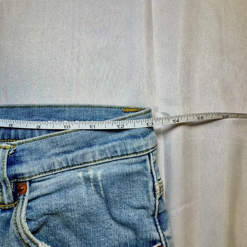 Purple Distressed Denim Shorts Light Wash Women's 29 Button Fly Y2K Streetwear - Picture 15 of 15